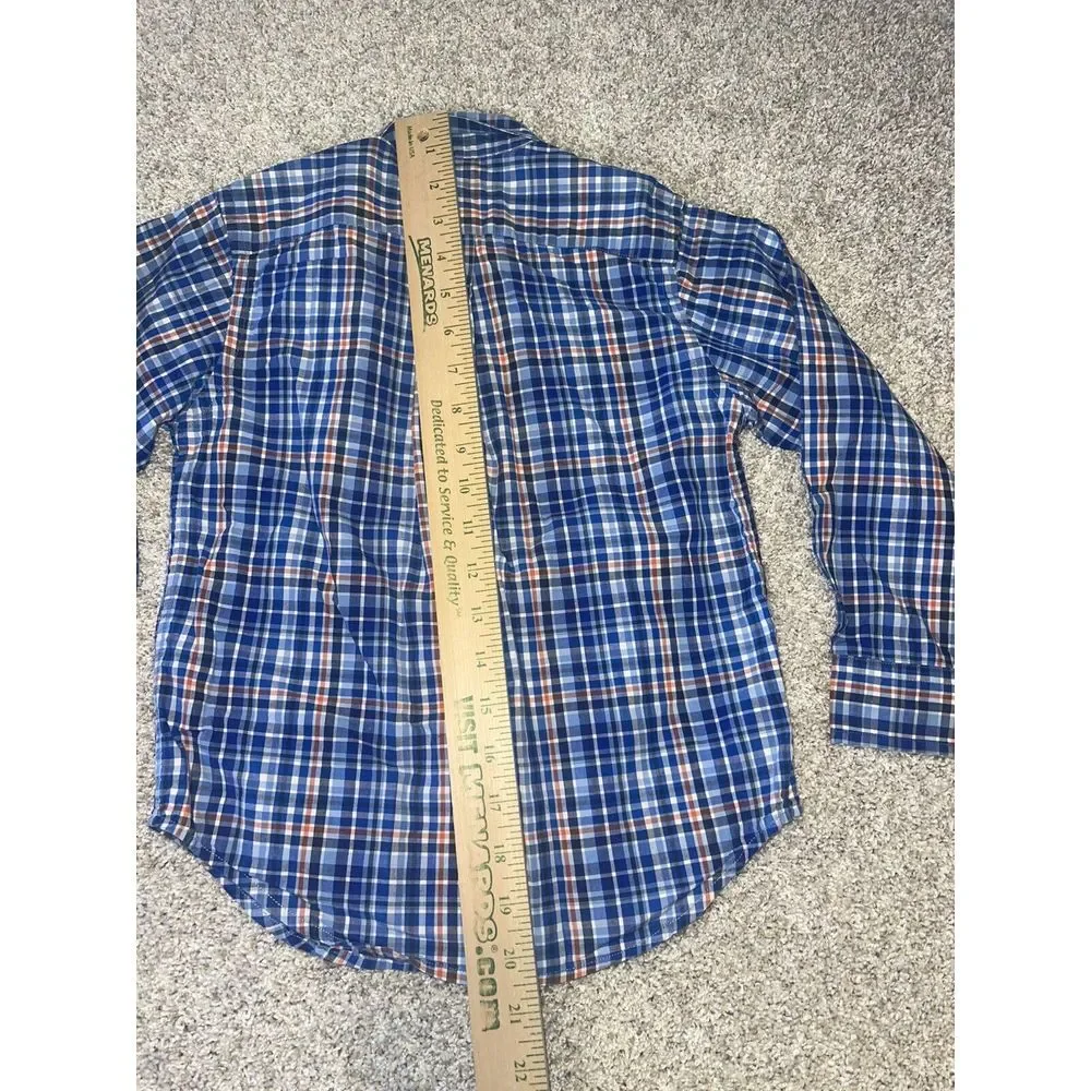Ralph Lauren Boys Button Down Plaid Blue‎ Orange White Shirt Sz 4/4T